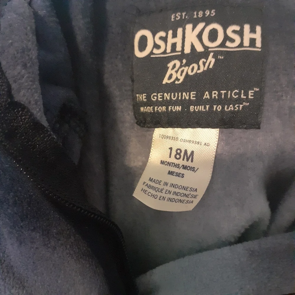 OshKosh B'gosh Blue Striped Zip Up Fleece Cozy Soft Pullover Baby Boy 18M